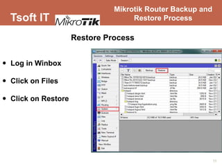 Mikrotik router backup and restore process | PPTX