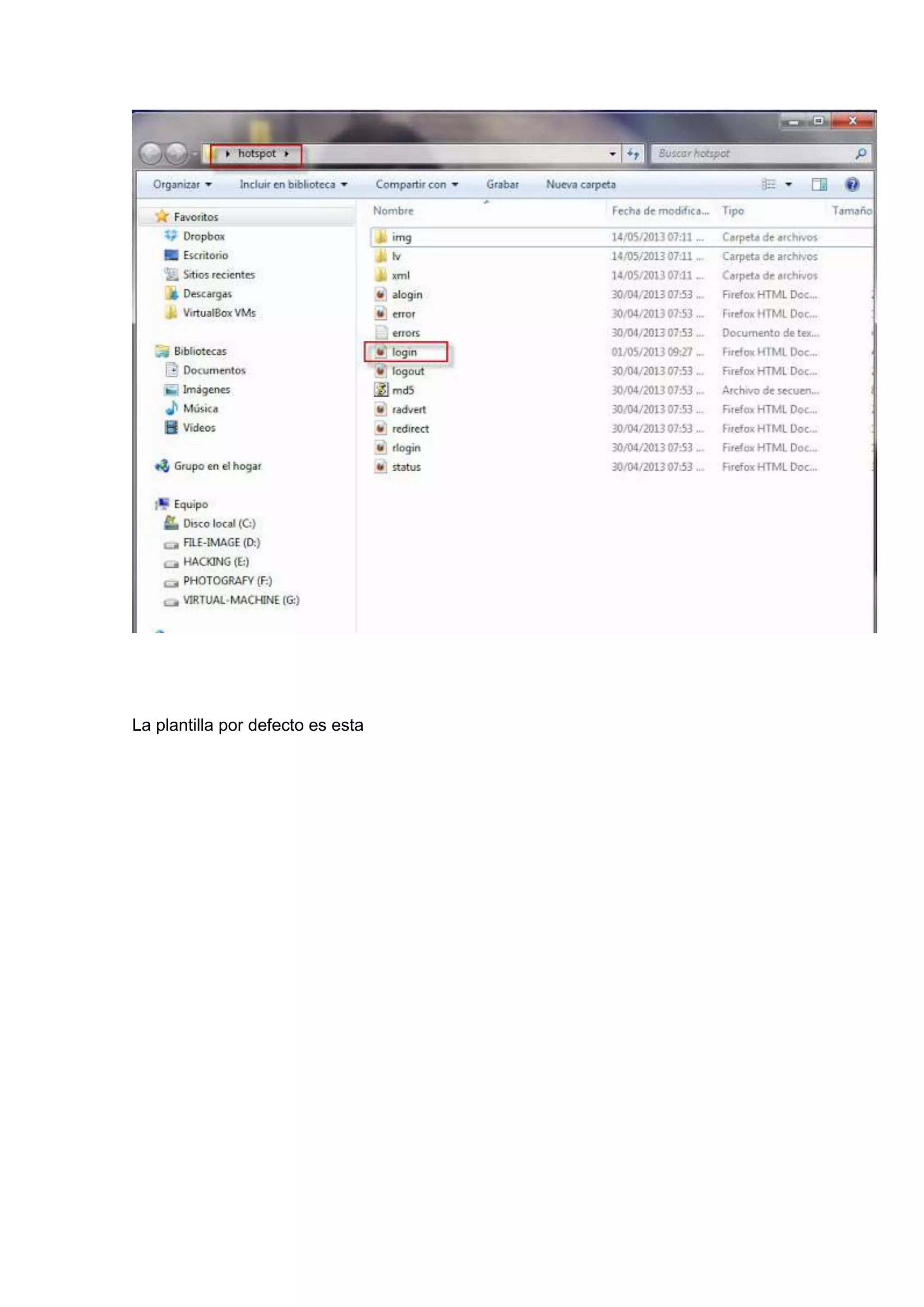 La plantilla por defecto es esta

 