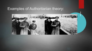 10/1/2019
Examples of Authoritarian theory:
 