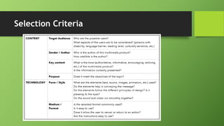 Selection Criteria
 
