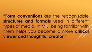 Media & Information Languages: Codes and Conventions | PPTX