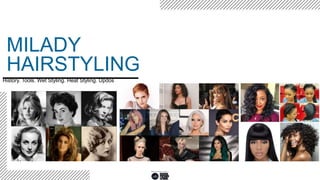 History. Tools. Wet Styling. Heat Styling. Updos
MILADY
HAIRSTYLING
 
