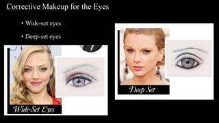 • Wide-set eyes
• Deep-set eyes
Corrective Makeup for the Eyes
 