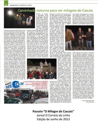 Passeio “O Milagre de Cascais”
Jornal O Correio da Linha
Edição de Junho de 2013
 