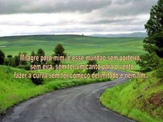 Milagre para mim, é esse mundão sem porteira, sem eira, sem ter um canto para o vento fazer a curva sem ter começo delimitado e nem fim... 