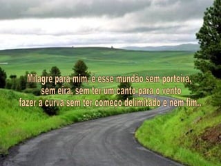 Milagre para mim, é esse mundão sem porteira, sem eira, sem ter um canto para o vento fazer a curva sem ter começo delimitado e nem fim... 