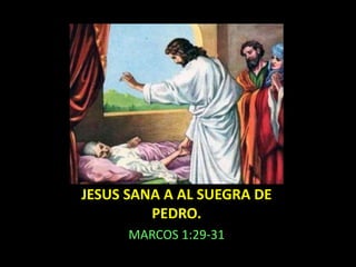 JESUS SANA A AL SUEGRA DE 
PEDRO. 
MARCOS 1:29-31 
 