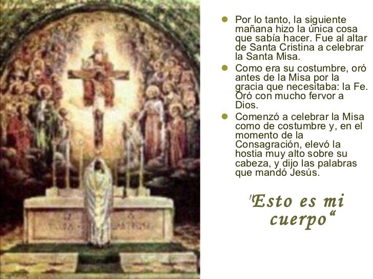 Resultado de imagen de imagen catolica MILAGRO EUCARISTICO La misa milagrosa del Padre CabaÃ±uelas