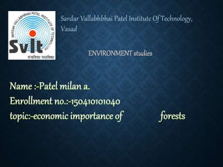 Sardar Vallabhbhai Patel Institute Of Technology,
Vasad
ENVIRONMENT studies
 