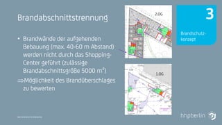 Next Generation Fire Engineering
Brandabschnittstrennung
• Brandwände der aufgehenden
Bebauung (max. 40-60 m Abstand)
werden nicht durch das Shopping-
Center geführt (zulässige
Brandabschnittsgröße 5000 m²)
Möglichkeit des Brandüberschlages
zu bewerten
2.OG
1.OG
Brandschutz-
konzept
3
 