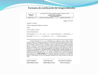 Formatos de notificación de riesgos laborales 
 