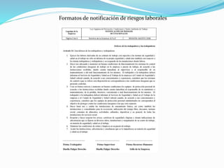 Formatos de notificación de riesgos laborales 
 
