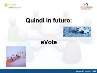 Milano 23 maggio 2013
Quindi in futuro:Quindi in futuro:
eVote
 