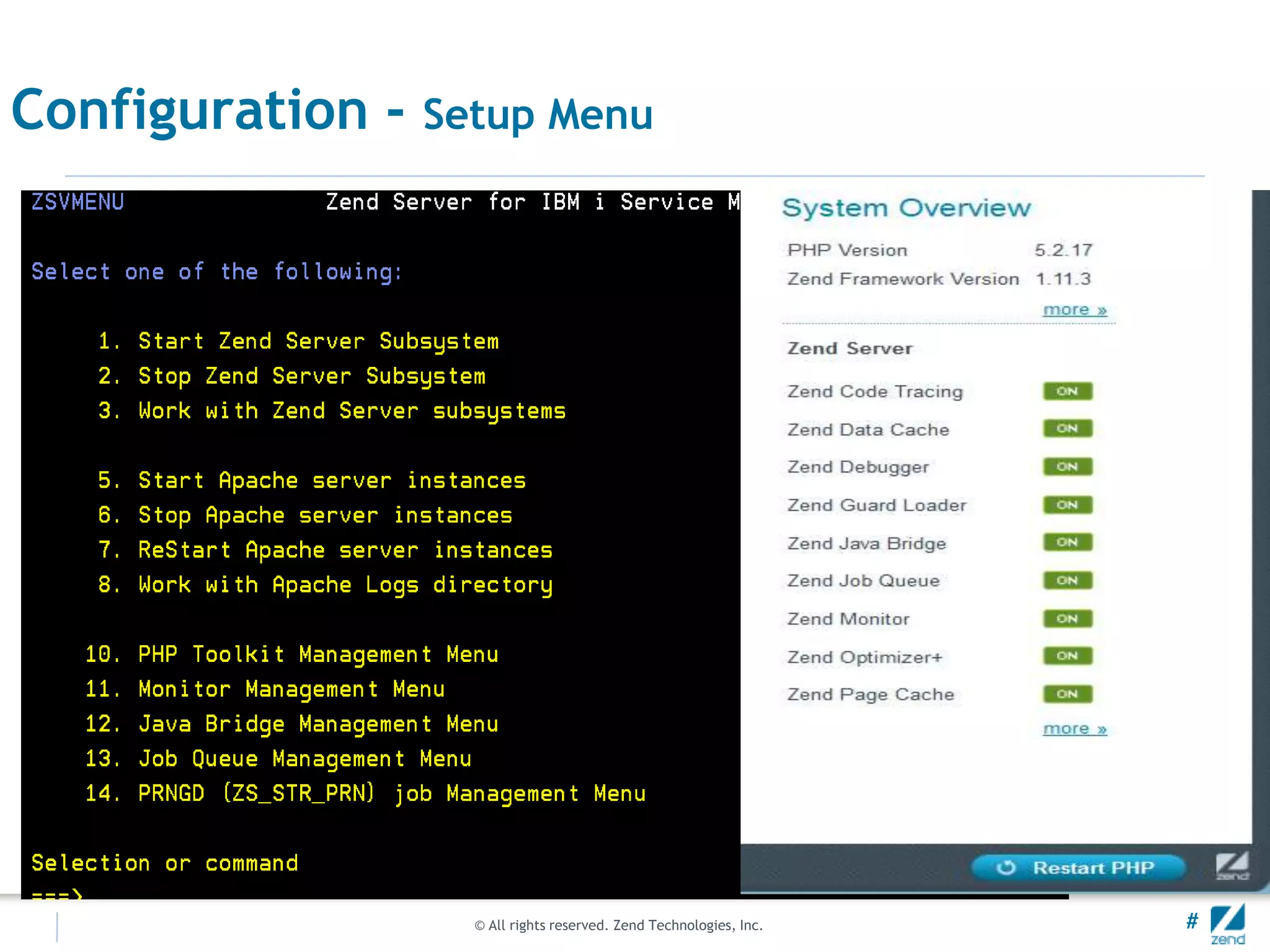 Configuration -   Setup Menu




                    © All rights reserved. Zend Technologies, Inc.   #
 