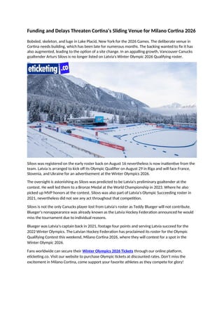 Milano Cortina 2026 Key Dates and Venues for the Winter Olympics in ...