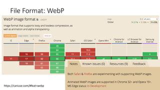 File Format: WebP
https://caniuse.com/#feat=webp
 