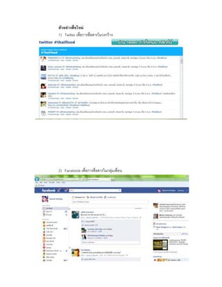 ตัวอย่ างสือใหม่
1) Twitter เพือการสือสารในวงกว้ าง




2) Facebook เพือการสือสารในกลุมเพือน
                              ่
 