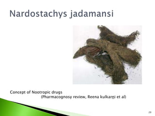 29
Concept of Nootropic drugs
(Pharmacognosy review, Reena kulkarni et al)
 