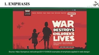 Source: https://tympanus.net/codrops/2011/10/08/25-examples-of-emphasis-applied-in-web-design/
1. EMPHASIS
 