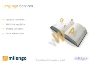 Technical translation Marketing translation Website translation Financial translation Language  Services 