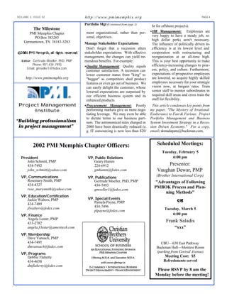 Weathering a Recession Driven Economy - Project Portfolio Management and Business System Investment