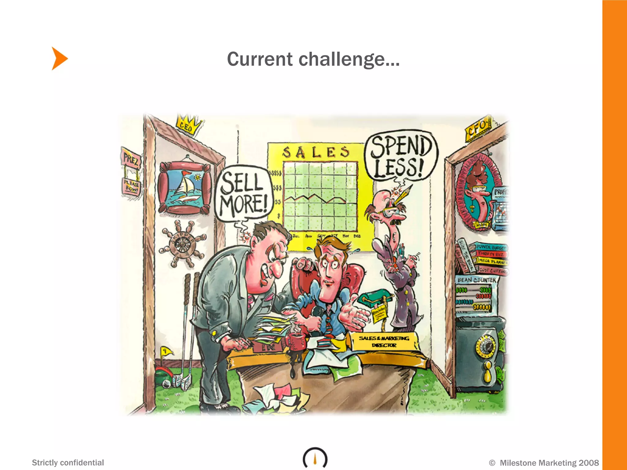 Current challenge...




Strictly confidential                          © Milestone Marketing 2008
 