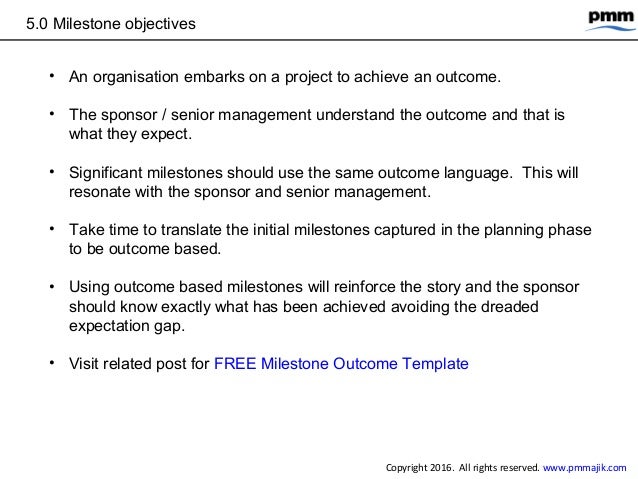 project plan milestones template