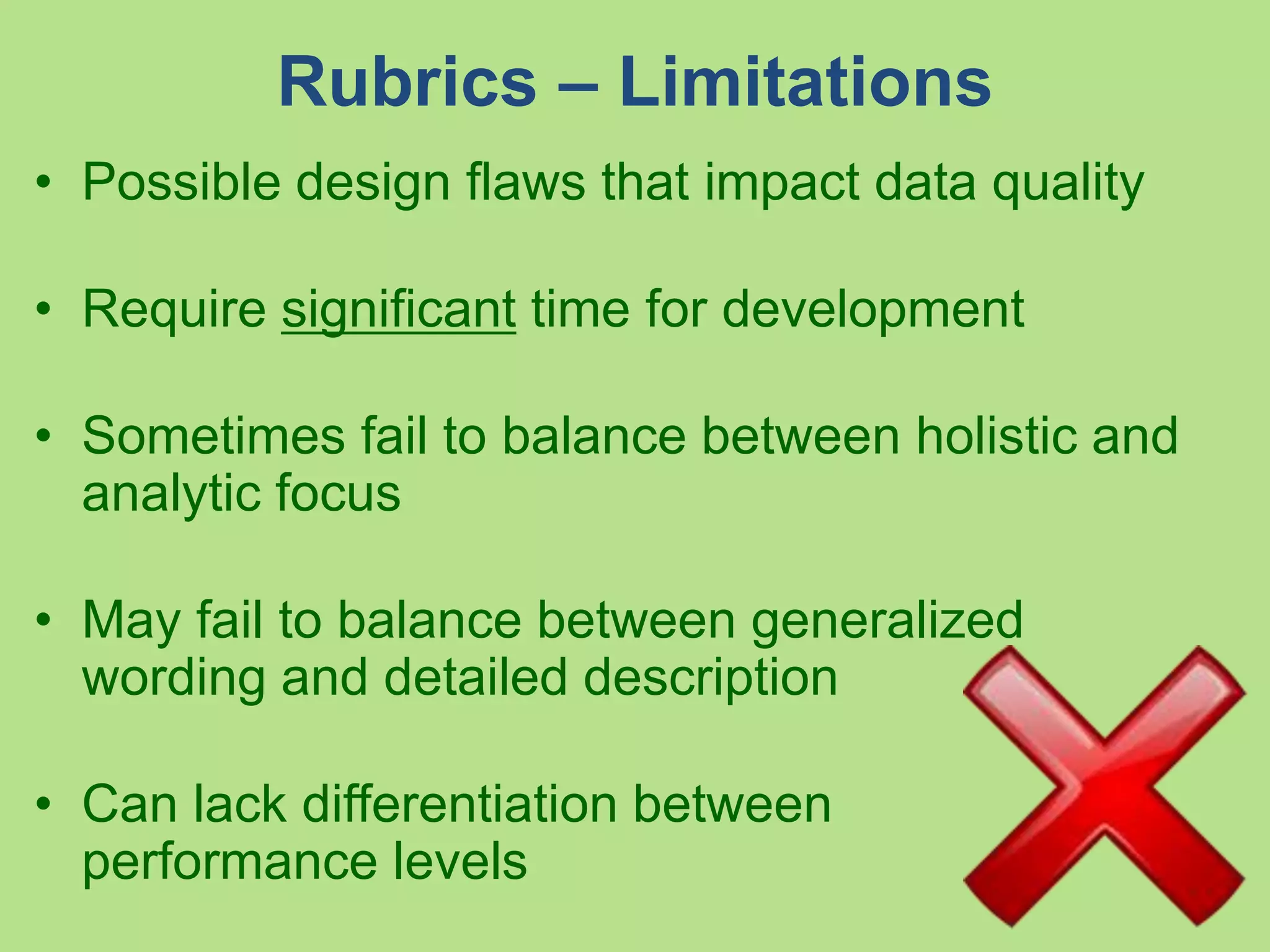 RAILS Lessons
• Explicit, detailed performance
descriptions are crucial to achieve
inter-rater reliability.
• Raters appear to be more confident
about their ratings when student
artifacts under analysis are concrete,
focused, and shorter in length.
• The best raters “believe in” outcomes,
value constructed consensus (or
“disagree and commit”),
negotiate meaning across
disciplines,
develop shared
vocabulary, etc.
 