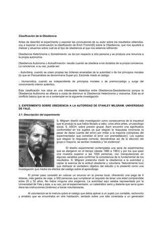 Obediencia a la autoridad: algunas aportaciones desde la psicología. | PDF