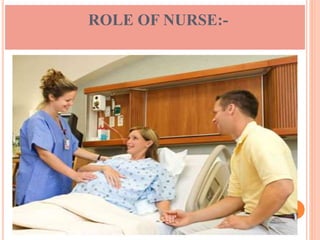 ROLE OF NURSE:-
 