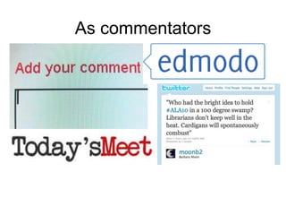 Classroom 2.0Knowledge everywhereMobile devicesOnline learningCollaboration in the cloudOnline apps for writing, presentationsMultimedia toolsGlobal authentic audienceImage: 'In my bag today' http://www.flickr.com/photos/36719320@N00/4564521012