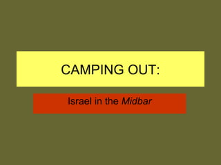 CAMPING OUT: Israel in the  Midbar 