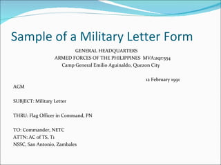Military correspondence PPT Military correspondence PPT