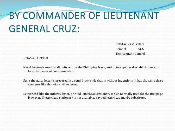 military correspondence naval correspondence format