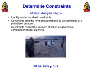 Determine Constraints <ul><li>Identify and understand constraints. </li></ul><ul><li>Constraints take the form of requirem...