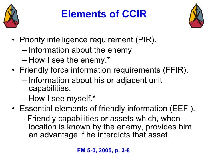 military decision making process mar 08 3 ccir format