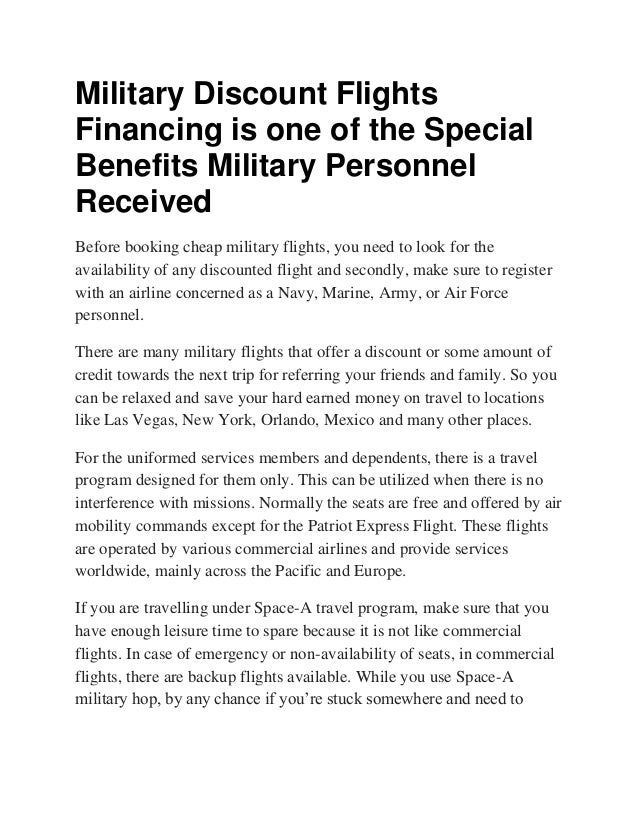 Military Discounts On Flights >> Military Discount Flights Financing Is One Of The Special Military Discounts On Flights >> Military Discount Flights Financing Is One Of The Special
