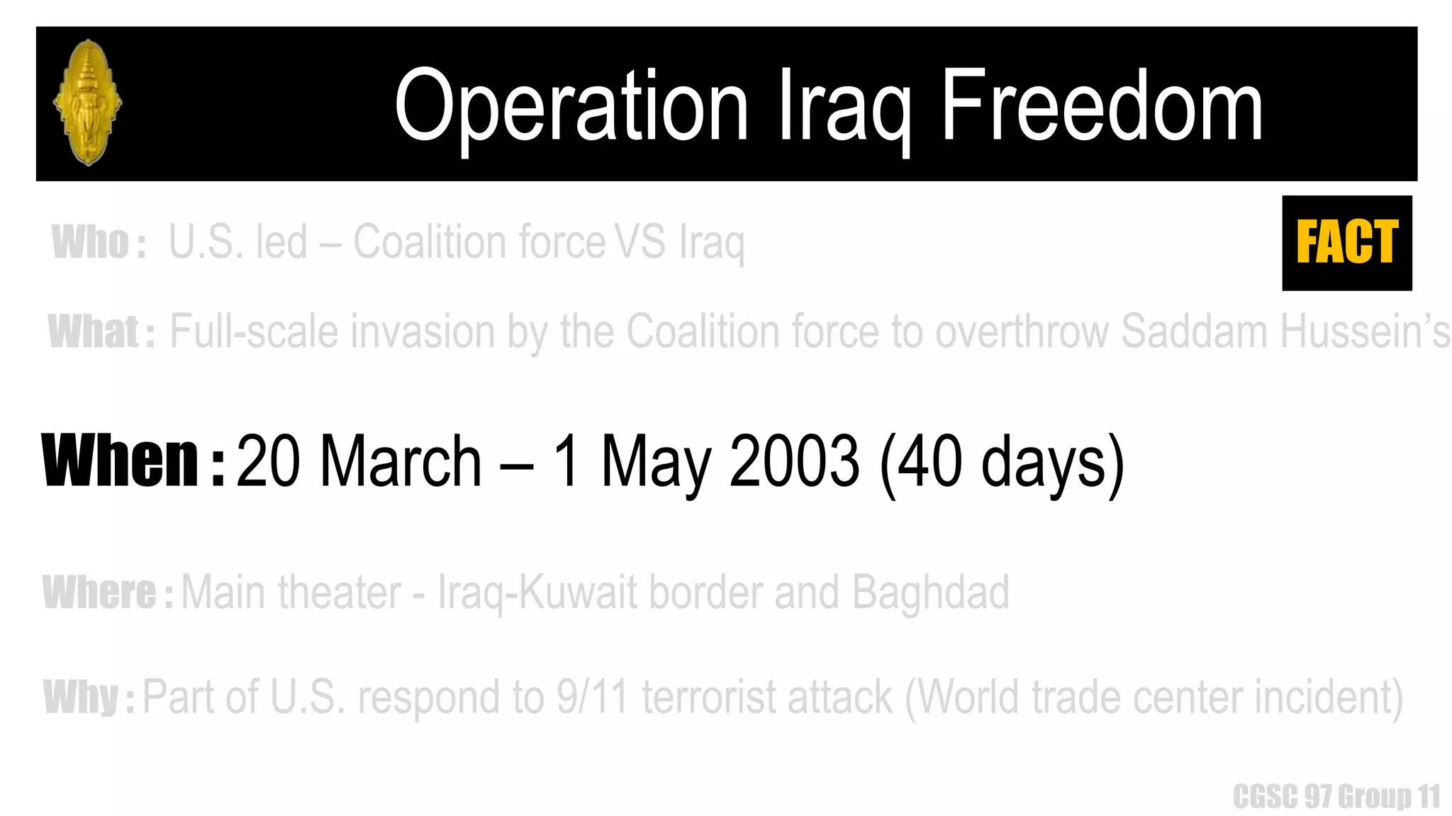 Military history : Operation Iraqi Freedom | PPTX