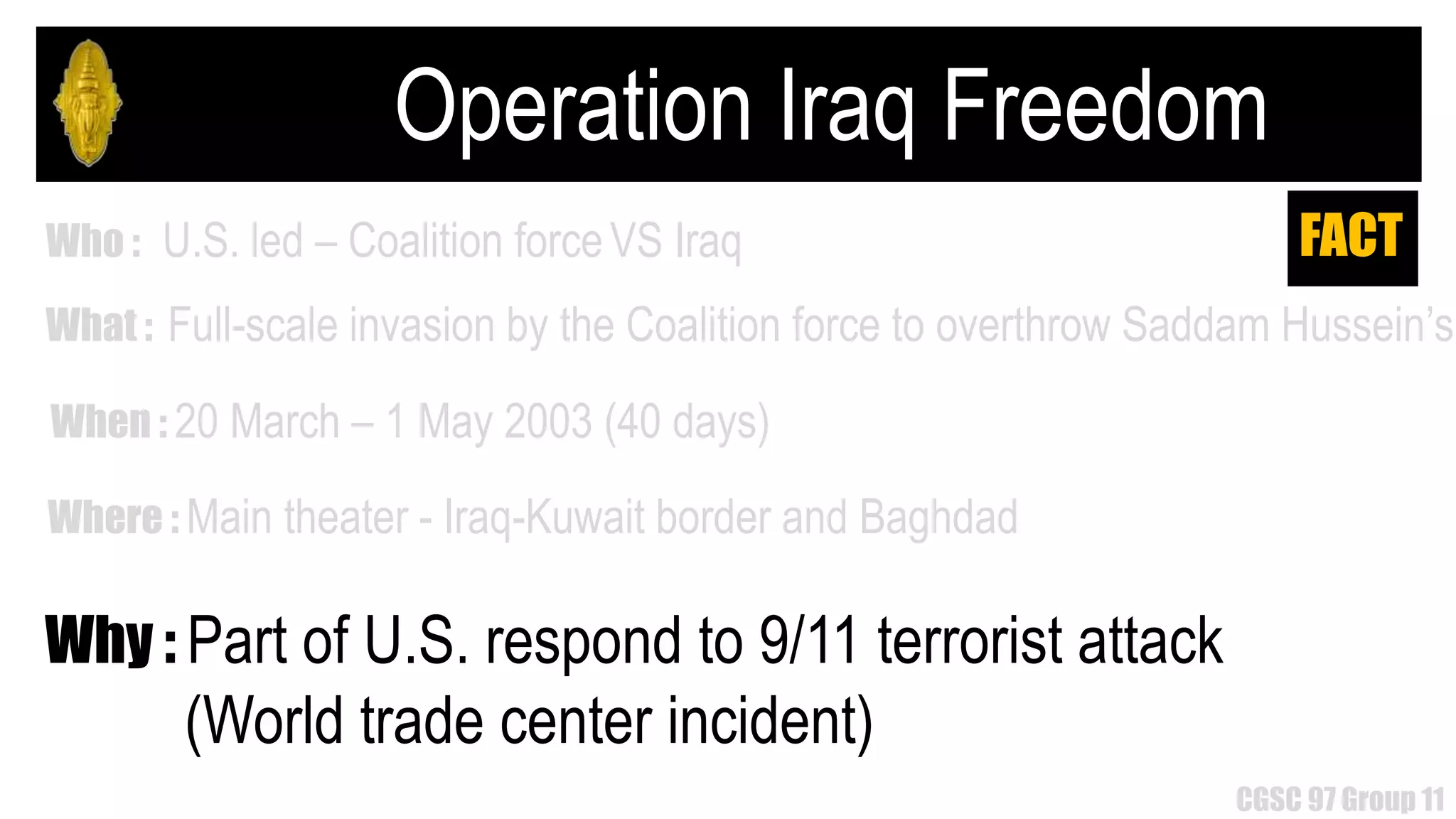 Military history : Operation Iraqi Freedom | PPTX