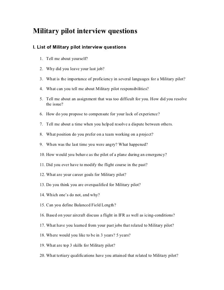 Military Pilot Interview Questions Military Pilot Interview Questions