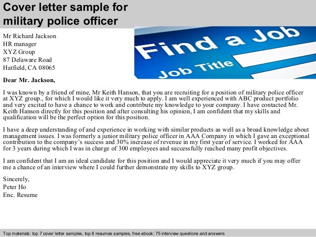 Cover letter for military position