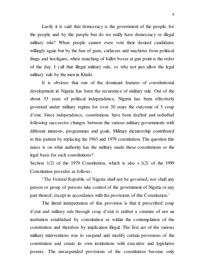 argumentative essay on military rule is better than civilian