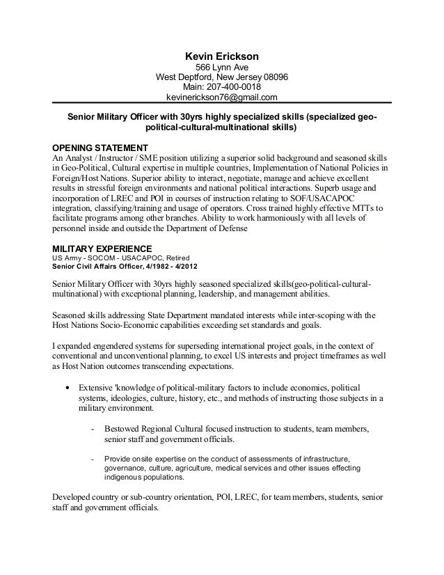 military resume