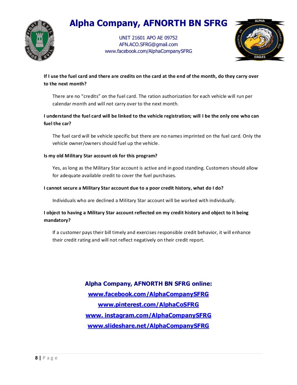 Military Star Card Guide