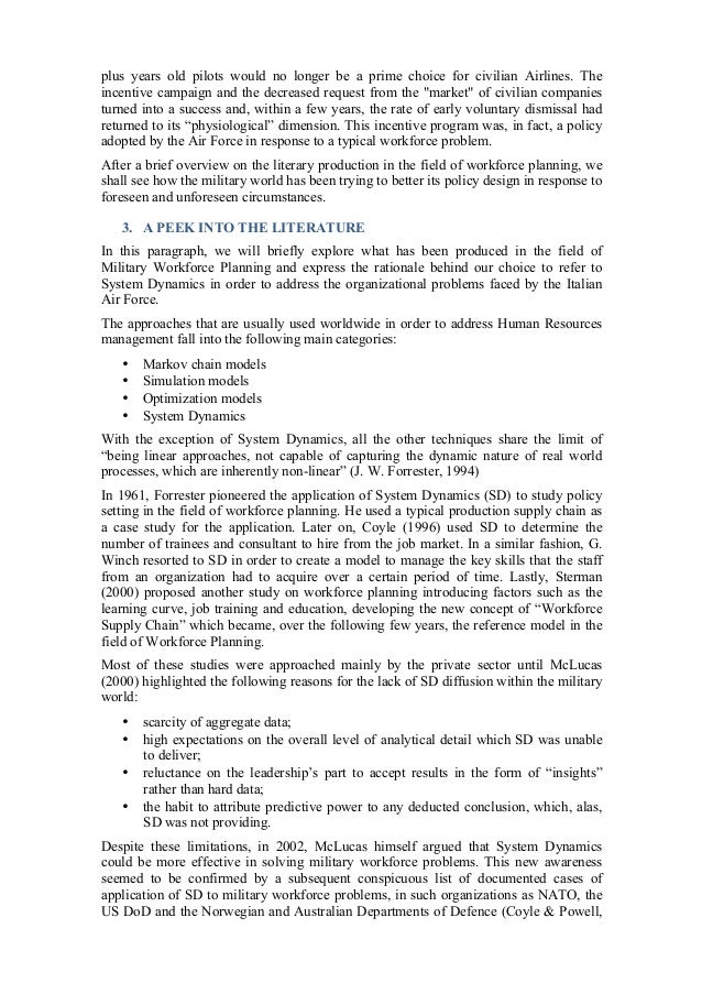 military workforce dynamics and planning in the italian air force air force form 244
