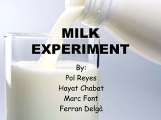 MILK
EXPERIMENT
By:
Pol Reyes
Hayat Chabat
Marc Font
Ferran Delgà

 