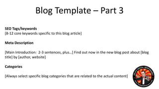 How To Develop Your Blog & Content Plan - Milkit Blogging Webinar by Doyle Buehler 2015 07