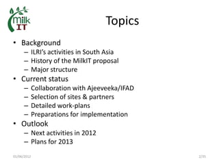 MilkIT in India: Background, current status and outlook