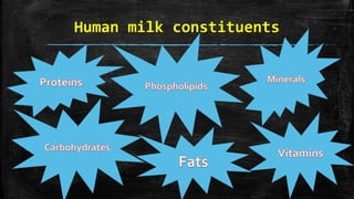 Human milk constituents
 