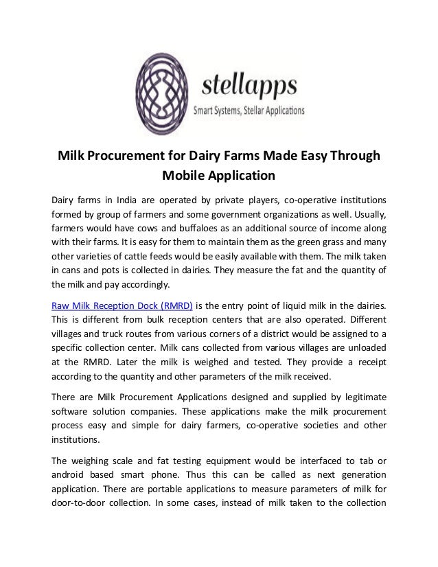 Milk Procurement For Dairy Farms Made Easy Through Mobile Application